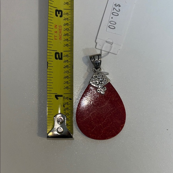 Sterling Silver & Red Teardrop Pendant #boho #indie #classy #elegant bohemian - Picture 5 of 5